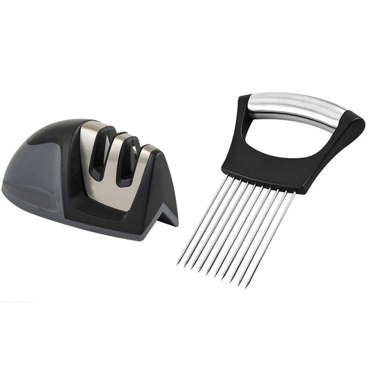 2-Pack: Ultra Sharp Knife Sharpener and Stainless Steel Vegetable and Meat Slicer Holder __stock:250 Kitchen & Dining refund_fee:1200