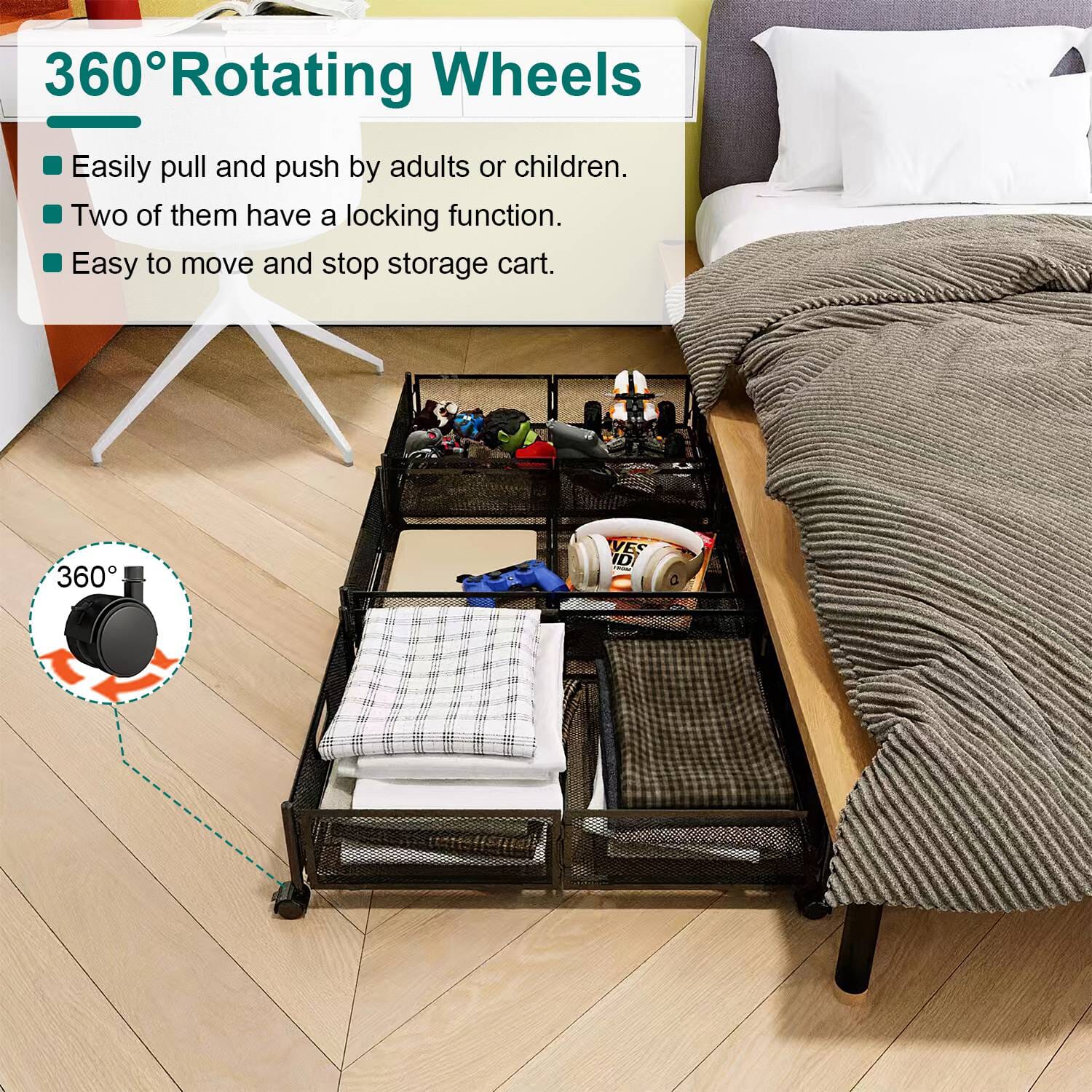 2-Pack: Under Bed Storage Container Foldable Rolling Storage Bin __stock:50 Closet & Storage Low stock refund_fee:2200