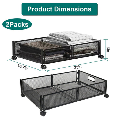 2-Pack: Under Bed Storage Container Foldable Rolling Storage Bin __stock:50 Closet & Storage Low stock refund_fee:2200