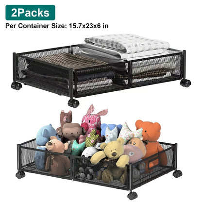 2-Pack: Under Bed Storage Container Foldable Rolling Storage Bin __stock:50 Closet & Storage Low stock refund_fee:2200