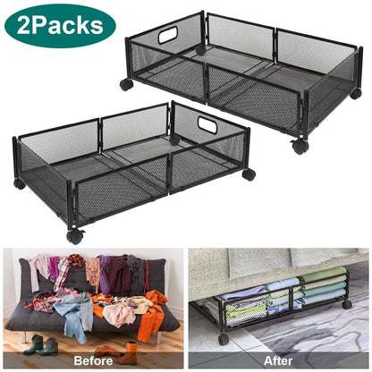 2-Pack: Under Bed Storage Container Foldable Rolling Storage Bin __stock:50 Closet & Storage Low stock refund_fee:2200