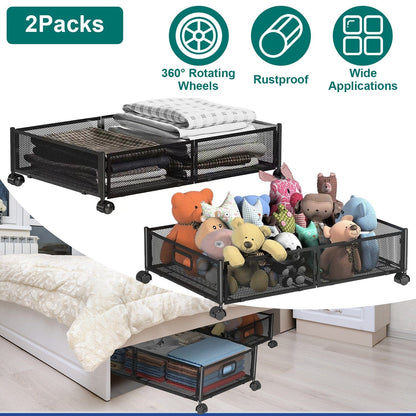 2-Pack: Under Bed Storage Container Foldable Rolling Storage Bin __stock:50 Closet & Storage Low stock refund_fee:2200