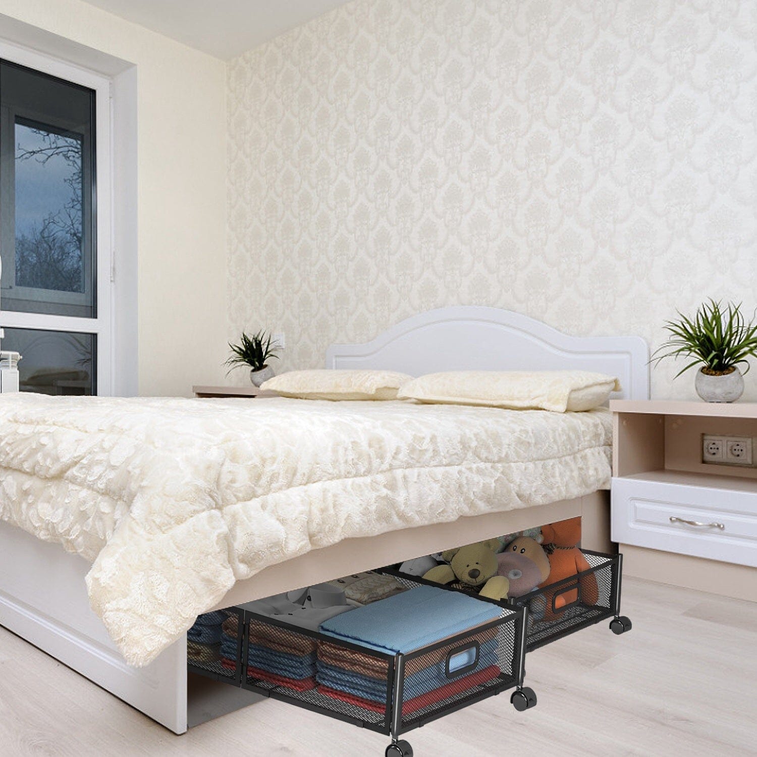 2-Pack: Under Bed Storage Container Foldable Rolling Storage Bin __stock:50 Closet & Storage Low stock refund_fee:2200