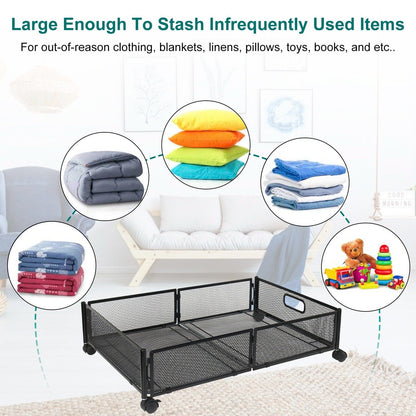 2-Pack: Under Bed Storage Container Foldable Rolling Storage Bin __stock:50 Closet & Storage Low stock refund_fee:2200