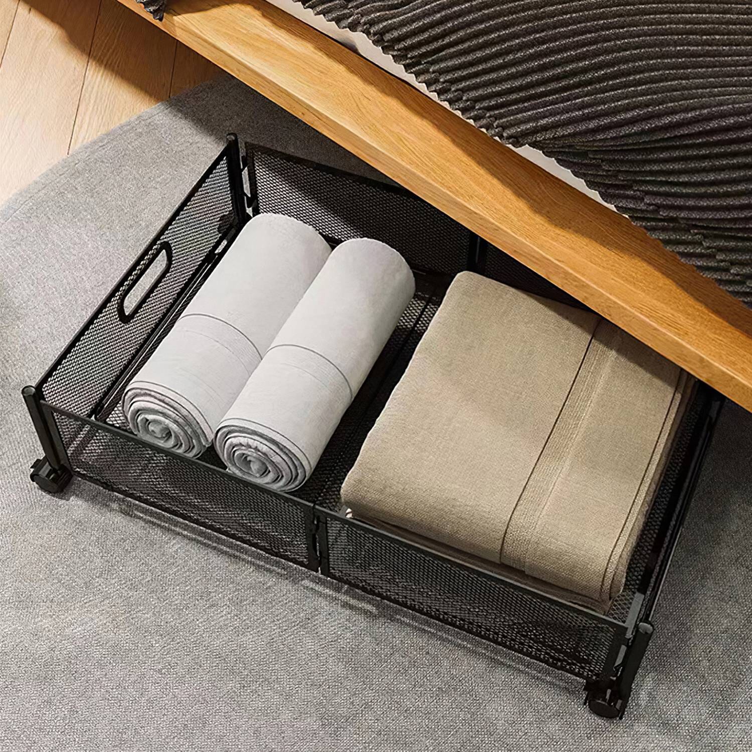 2-Pack: Under Bed Storage Container Foldable Rolling Storage Bin __stock:50 Closet & Storage Low stock refund_fee:2200