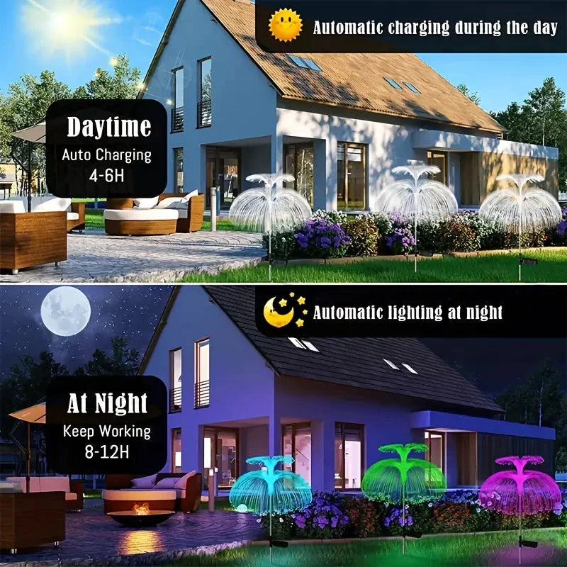 2-Pack: Waterproof Solar Jellyfish Fiber Optic Light __stock:200 Outdoor Lighting refund_fee:1200 Warranty