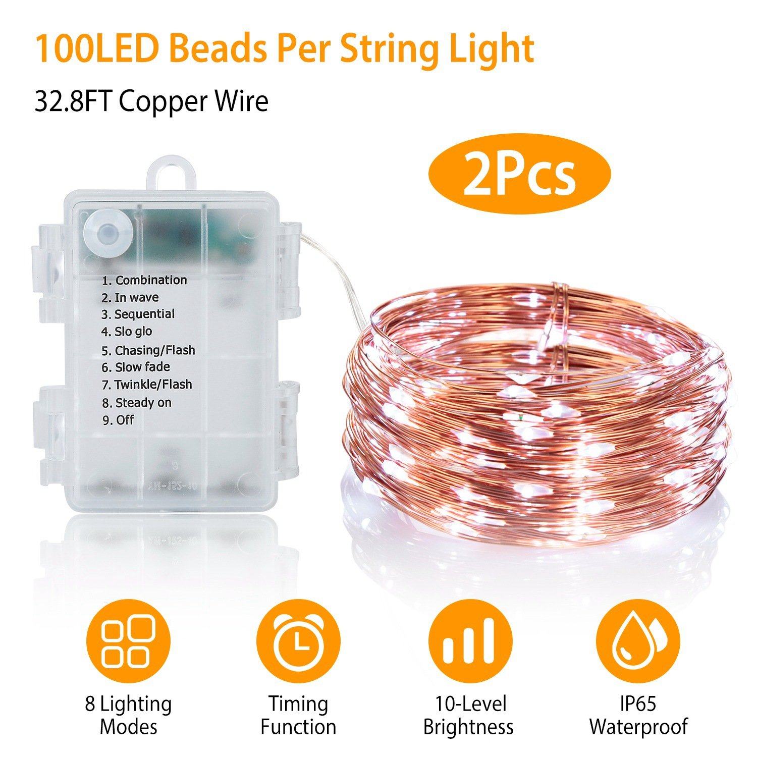 2-Piece: 100LED Beads String Lights Low stock refund_fee:1200 String & Fairy Lights Warranty