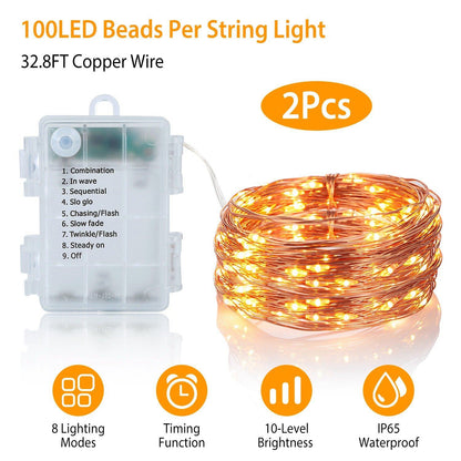 2-Piece: 100LED Beads String Lights Low stock refund_fee:1200 String & Fairy Lights Warranty