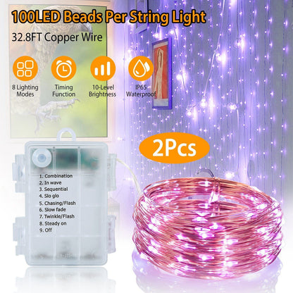 2-Piece: 100LED Beads String Lights Low stock refund_fee:1200 String & Fairy Lights Warranty