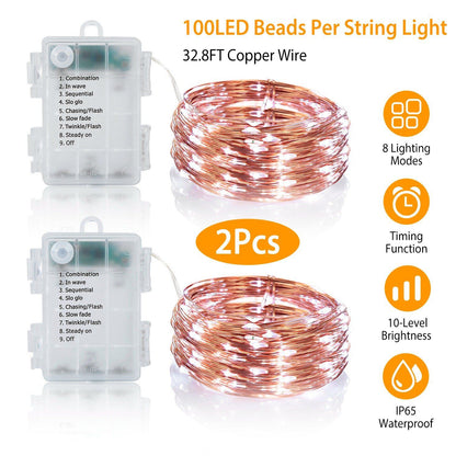 2-Piece: 100LED Beads String Lights Low stock refund_fee:1200 String & Fairy Lights Warranty