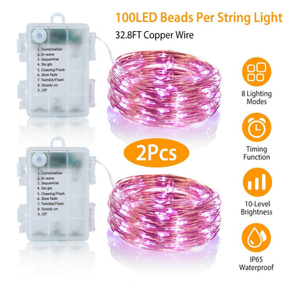 2-Piece: 100LED Beads String Lights Low stock refund_fee:1200 String & Fairy Lights Warranty