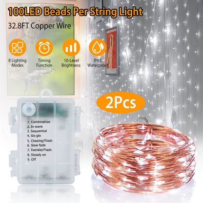 2-Piece: 100LED Beads String Lights Low stock refund_fee:1200 String & Fairy Lights Warranty