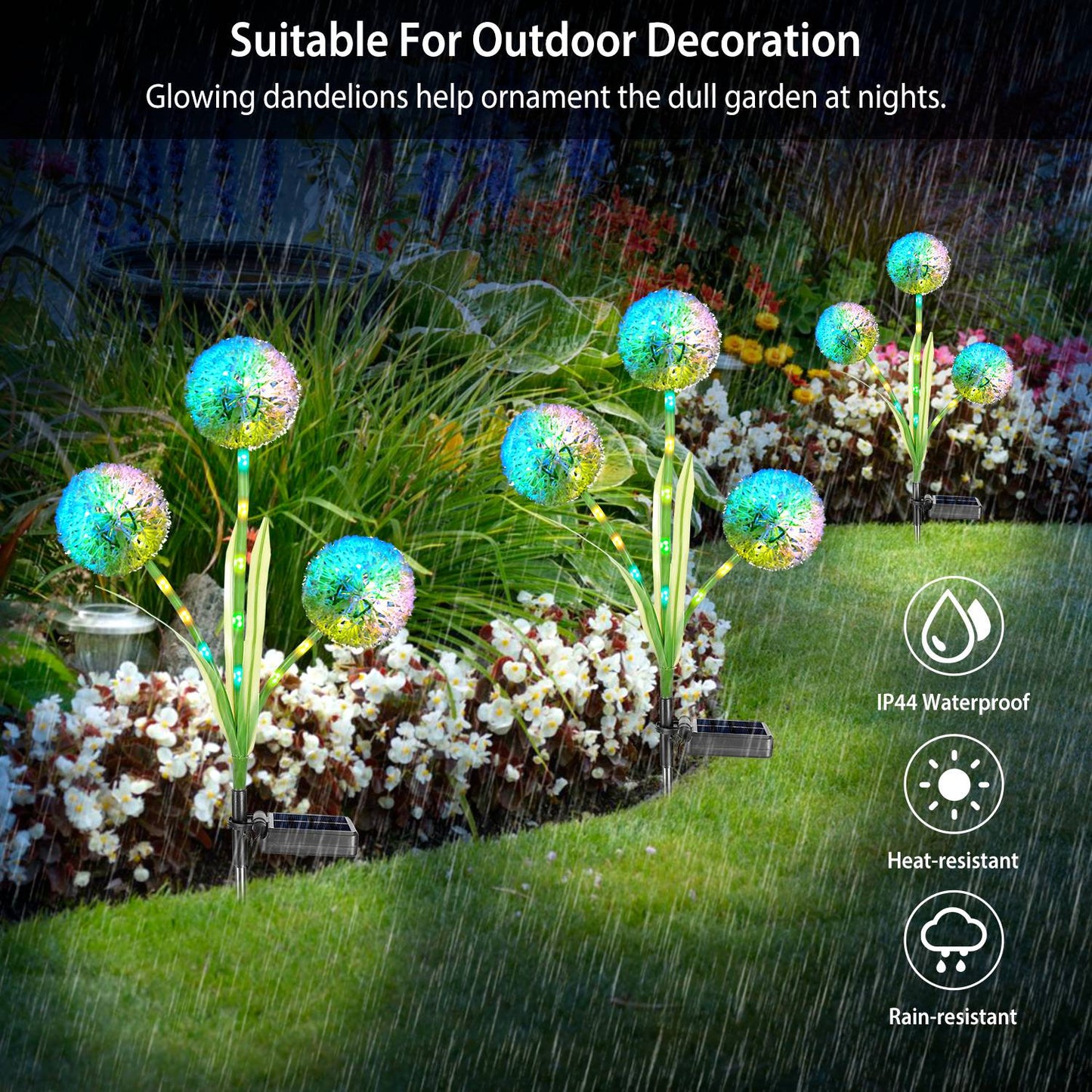 2-Piece: 36 LED Dandelion Solar Lights __stock:50 Low stock Outdoor Lighting refund_fee:1200 Warranty