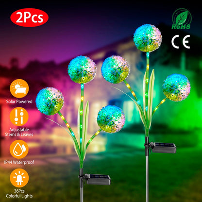 2-Piece: 36 LED Dandelion Solar Lights __stock:50 Low stock Outdoor Lighting refund_fee:1200 Warranty