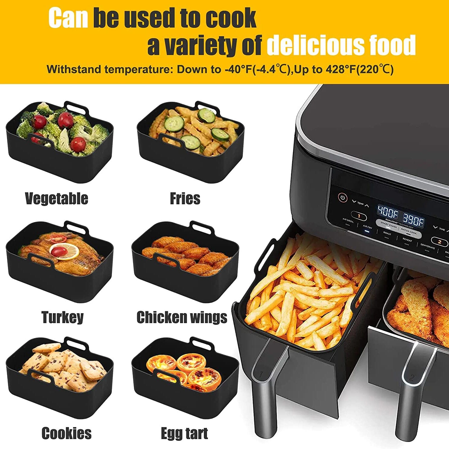 2-Piece: Air Fryer Silicone Pot __stock:200 Kitchen & Dining refund_fee:800