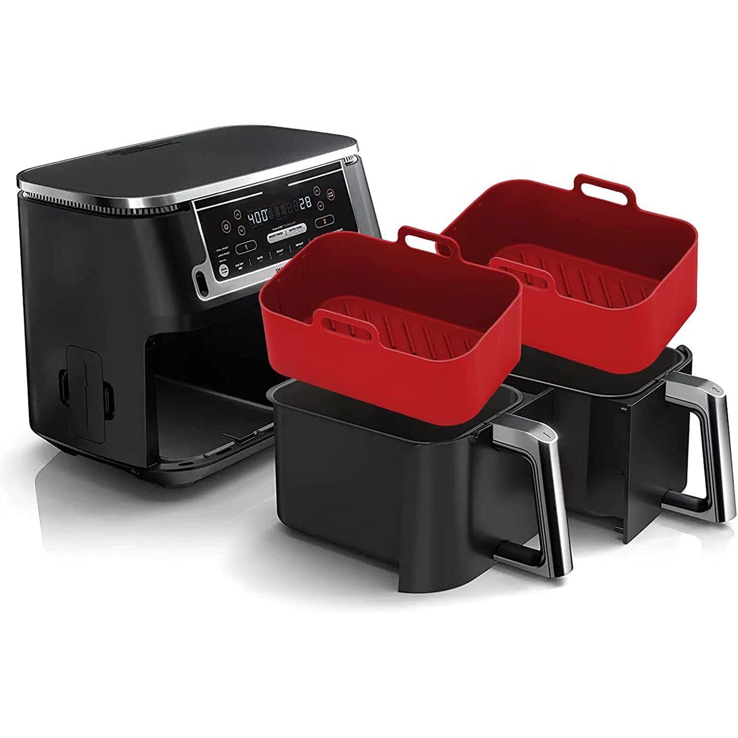 2-Piece: Air Fryer Silicone Pot Red __stock:200 Kitchen & Dining refund_fee:800