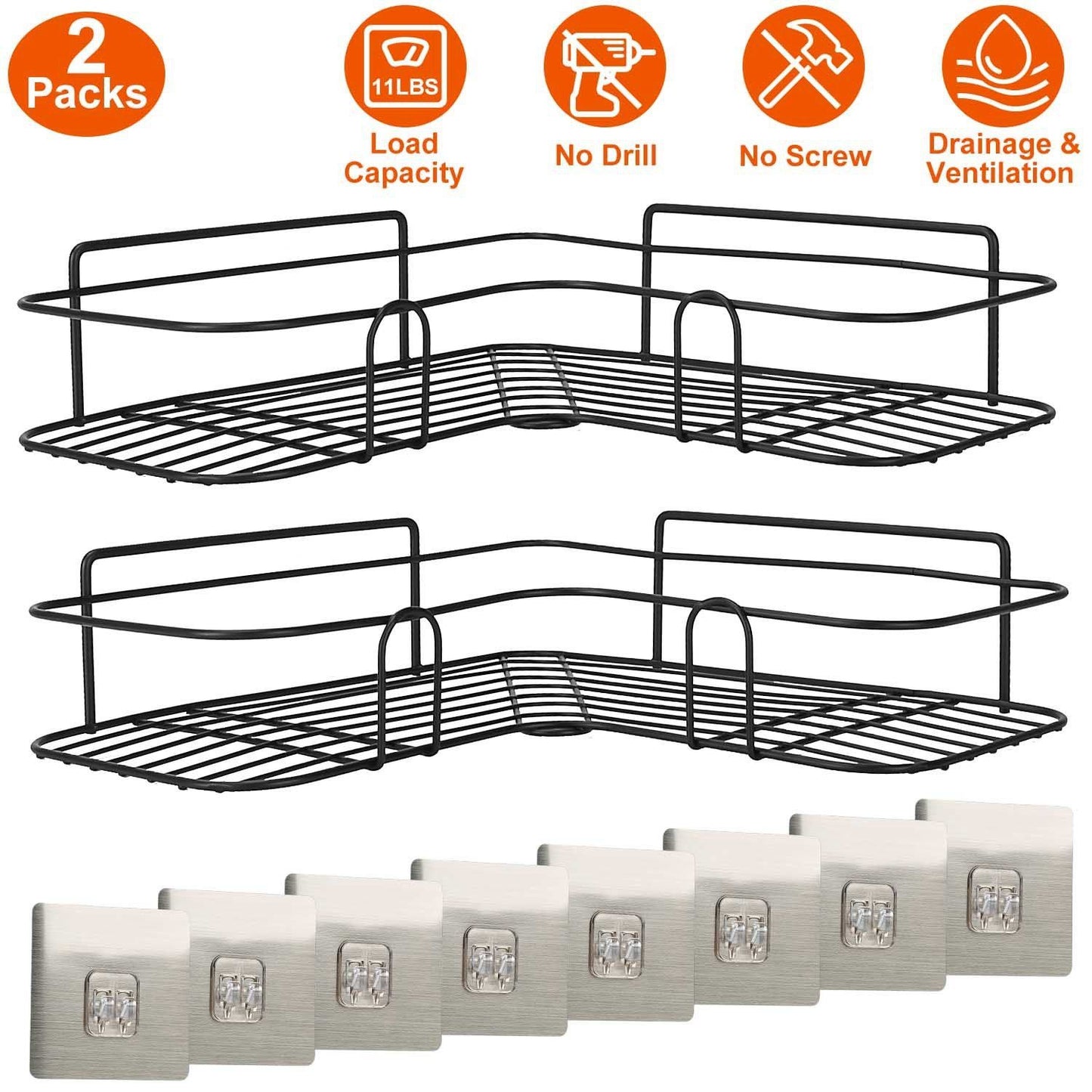 2-Piece: Corner Shower Caddy Shelves Bath refund_fee:1200