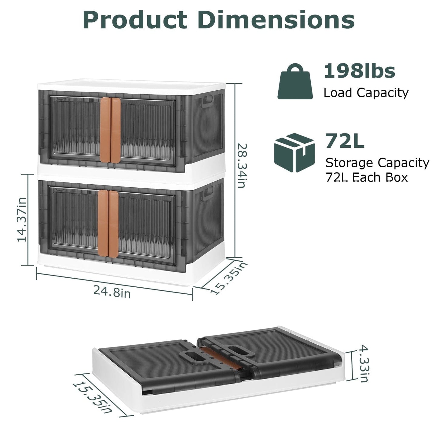 2-Piece: Foldable Stackable Storage Bins with Lid __stock:50 Closet & Storage refund_fee:1800