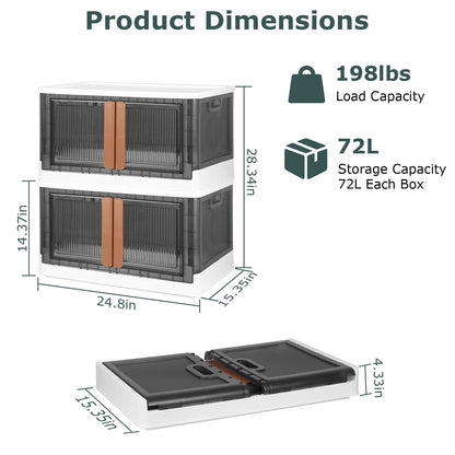 2-Piece: Foldable Stackable Storage Bins with Lid __stock:50 Closet & Storage refund_fee:1800