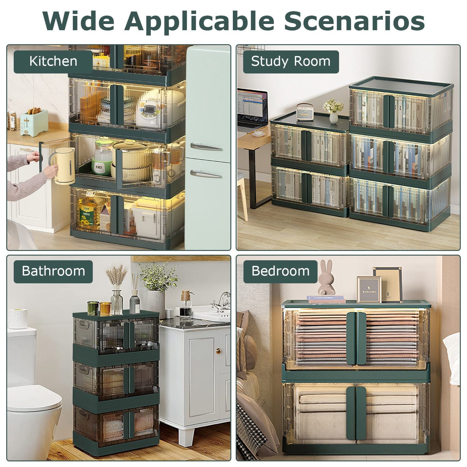 2-Piece: Foldable Stackable Storage Bins with Lid __stock:50 Closet & Storage refund_fee:1800