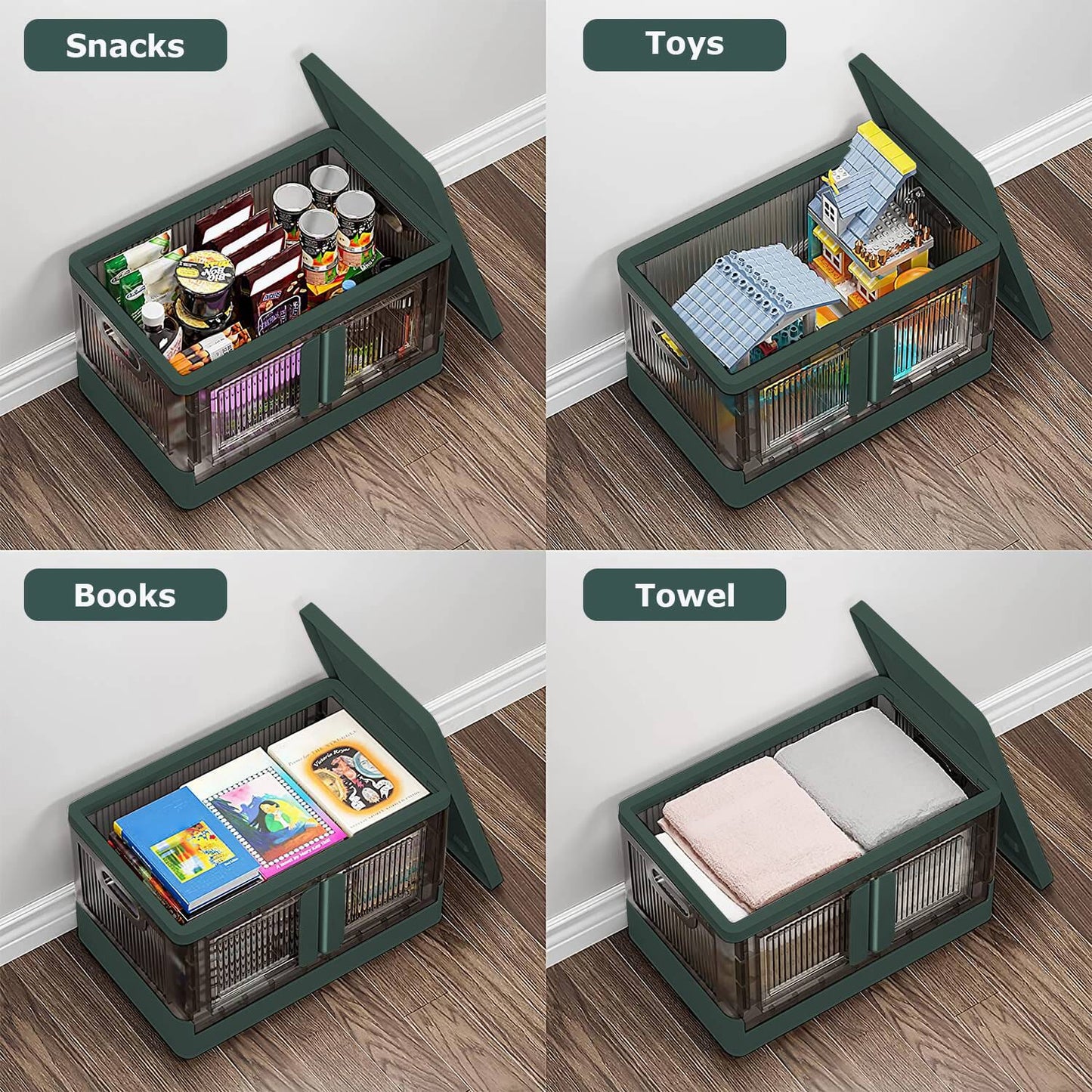 2-Piece: Foldable Stackable Storage Bins with Lid __stock:50 Closet & Storage refund_fee:1800