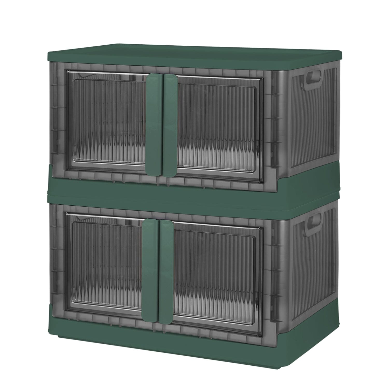 2-Piece: Foldable Stackable Storage Bins with Lid Green S __stock:50 Closet & Storage refund_fee:1800