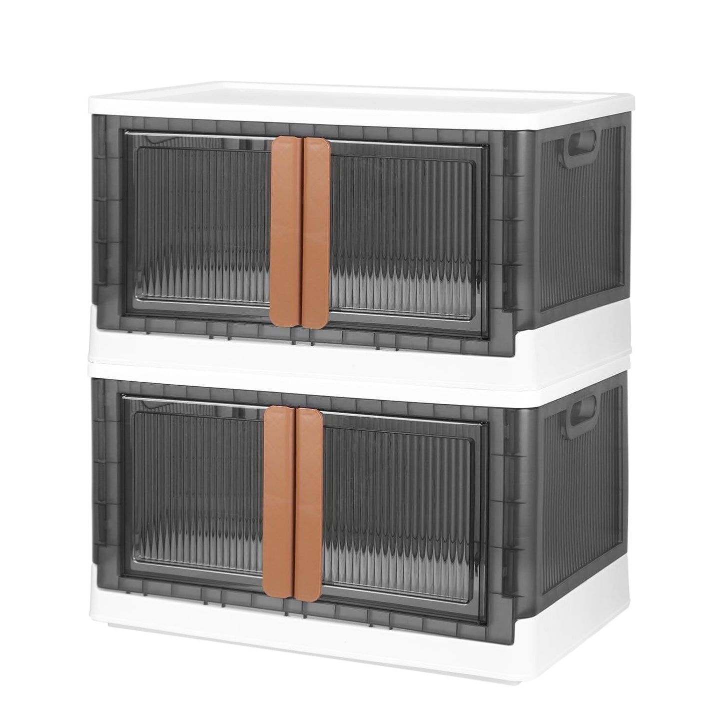 2-Piece: Foldable Stackable Storage Bins with Lid White __stock:50 Closet & Storage refund_fee:1800