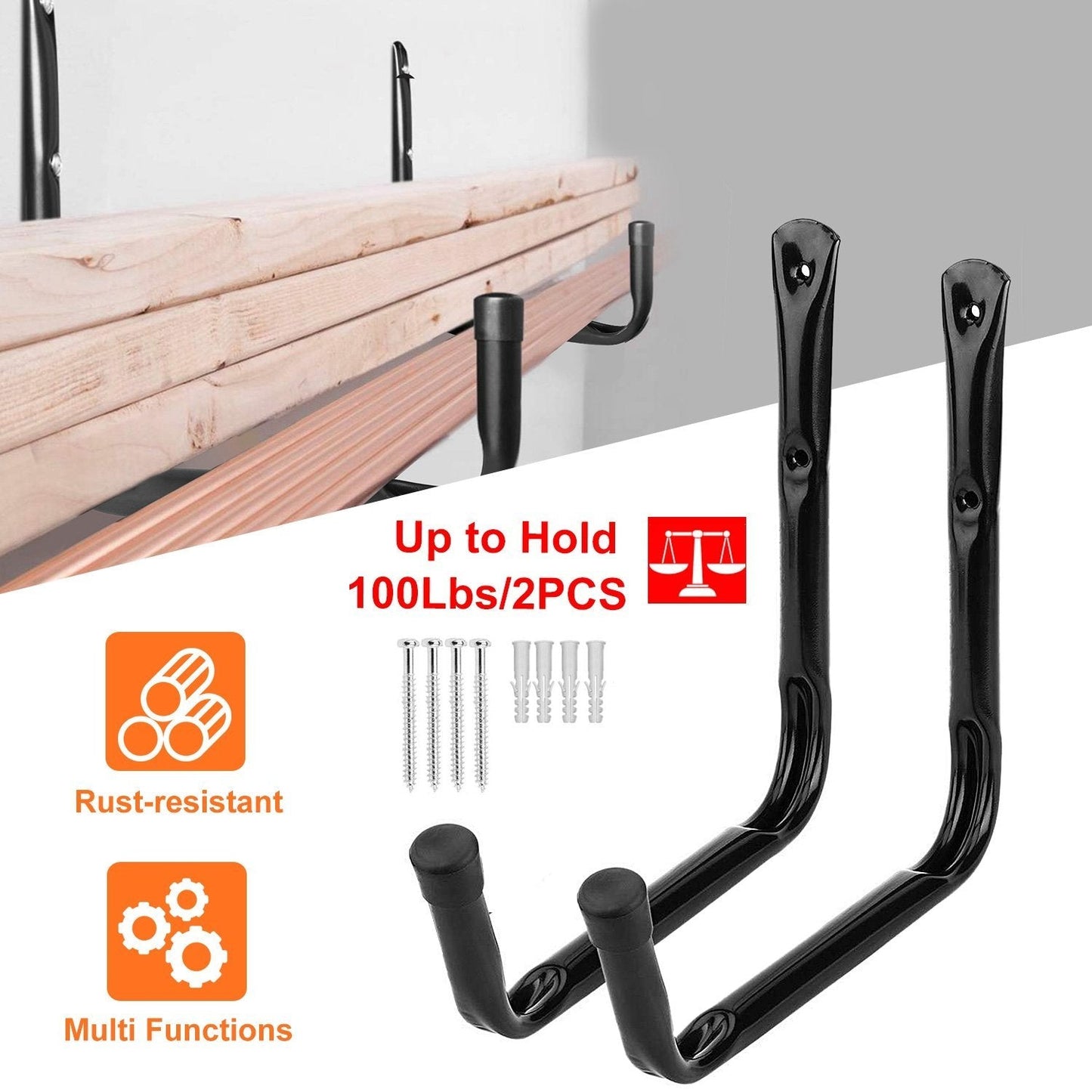 2-Piece: Heavy Duty Garage Storage Hooks Hanger Closet & Storage Low stock refund_fee:1200