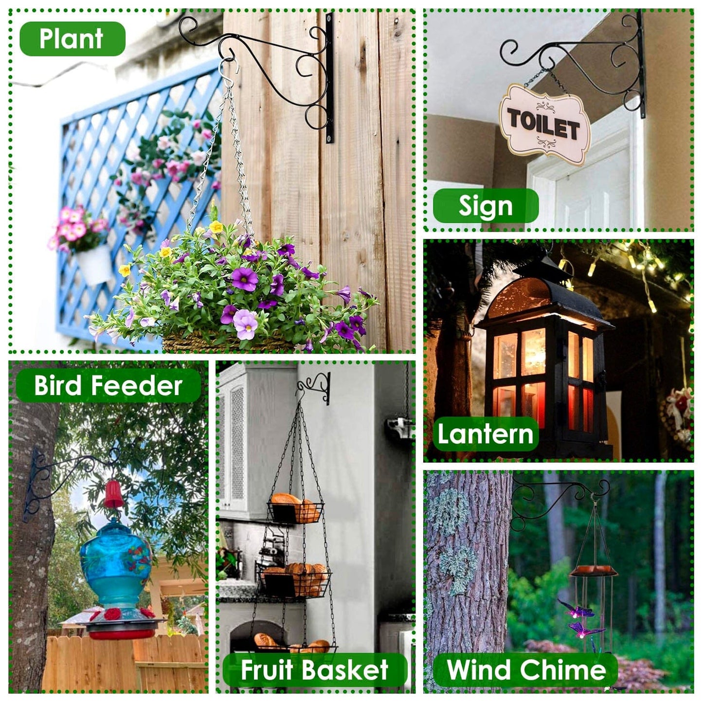 2-Piece: Iron Plant Hanging Bracket Plant Hanger Wall Hooks __stock:50 Garden & Patio Low stock refund_fee:1200