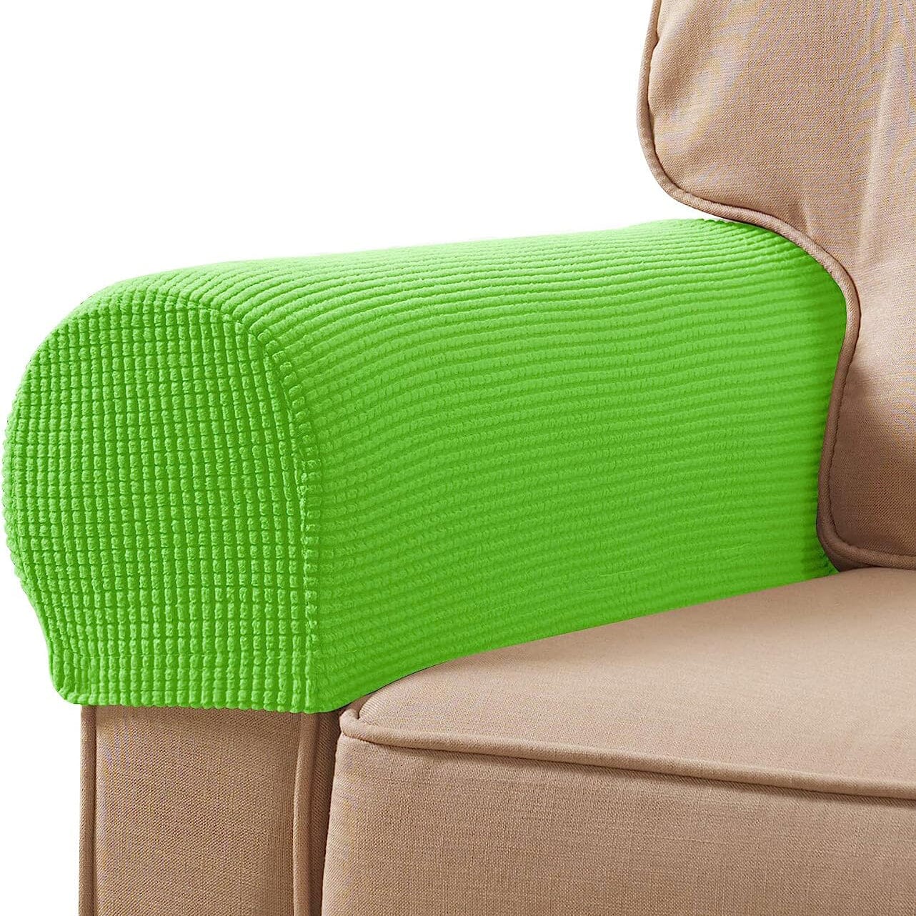 2-Piece: Jacquard Sofa Armrest Slipcover Grass Green __stock:200 Furniture and Décor refund_fee:800