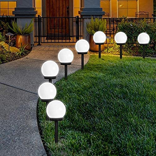 2-Piece: LED Outdoor Globe Powered Garden Light __stock:250 Outdoor Lighting refund_fee:800 Warranty