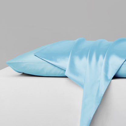 2-Piece: Mulberry Silky Satin Pillowcases Set Light Blue __label2:BOGO 30% OFF __stock:100 Bedding refund_fee:800