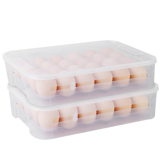 2-Piece: Plastic Egg Holder Stackable Egg Storage Box __stock:100 Kitchen & Dining refund_fee:1200