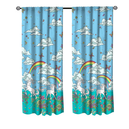 2-Piece Set: Kidz Mix Rainbow Unicorn Window Panel Pair __stock:100 Furniture and Décor refund_fee:1200