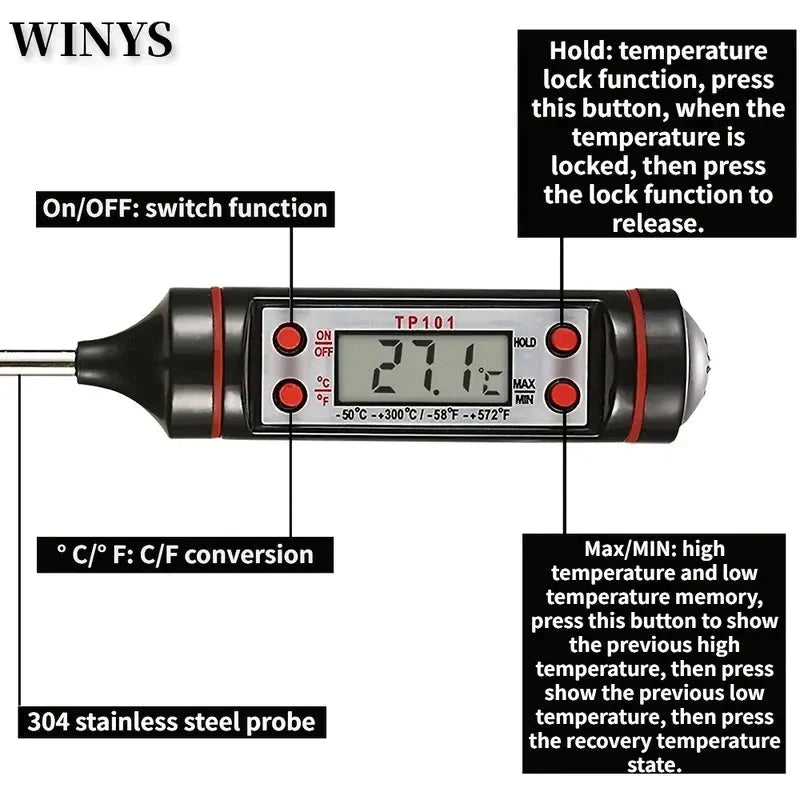 2-Piece Set: Multi-functional Thermometer Pen with High Accuracy and Instant Read __stock:200 Kitchen & Dining refund_fee:800 Warranty