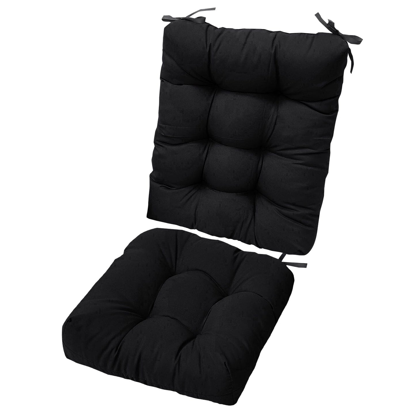 2-Piece Set: Rocking Chair Cushion with Non-Slip Ties Polyester Fiber Filling Black __stock:50 Furniture and Décor refund_fee:1200