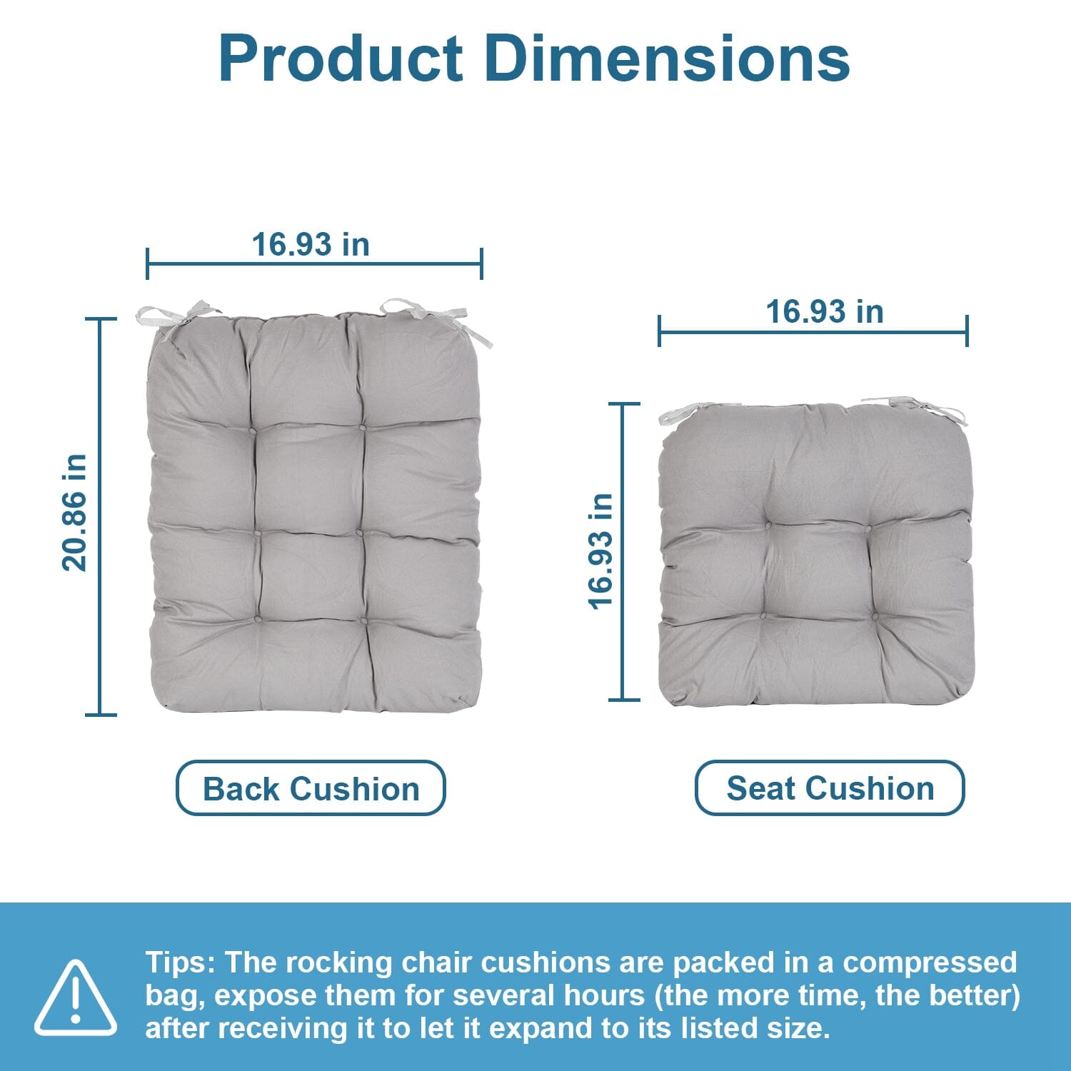 2-Piece Set: Rocking Chair Cushion with Non-Slip Ties Polyester Fiber Filling __stock:50 Furniture and Décor refund_fee:1200