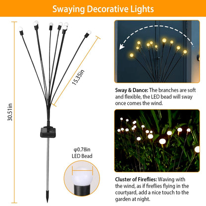 2-Piece: Solar Firefly Lights Swaying Decorative Pathway Lamp __stock:50 refund_fee:1200 show-color-swatches String & Fairy Lights Warranty