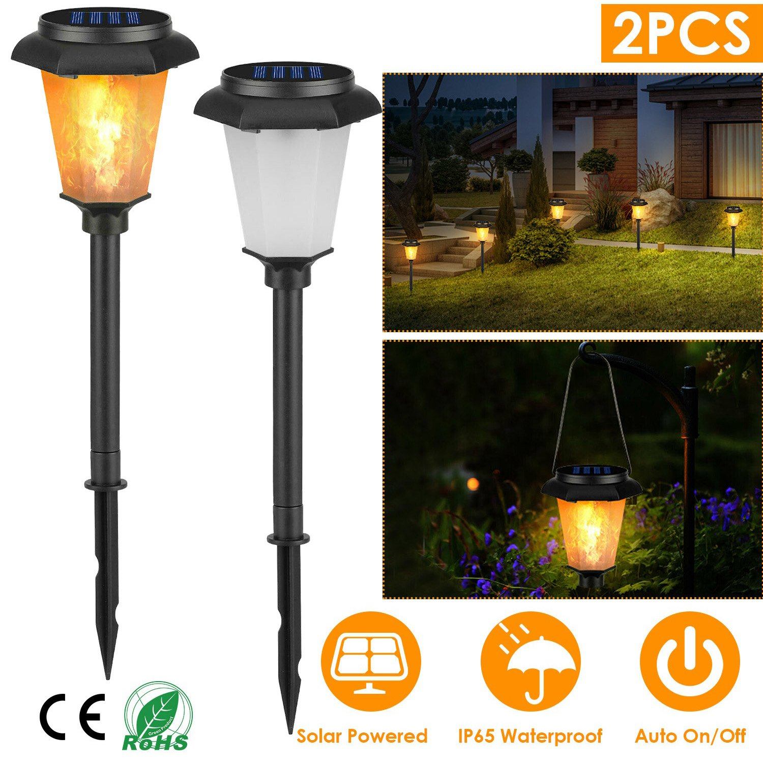 2-Piece: Solar Flame Torch Light Outdoor Lighting refund_fee:1200 Warranty