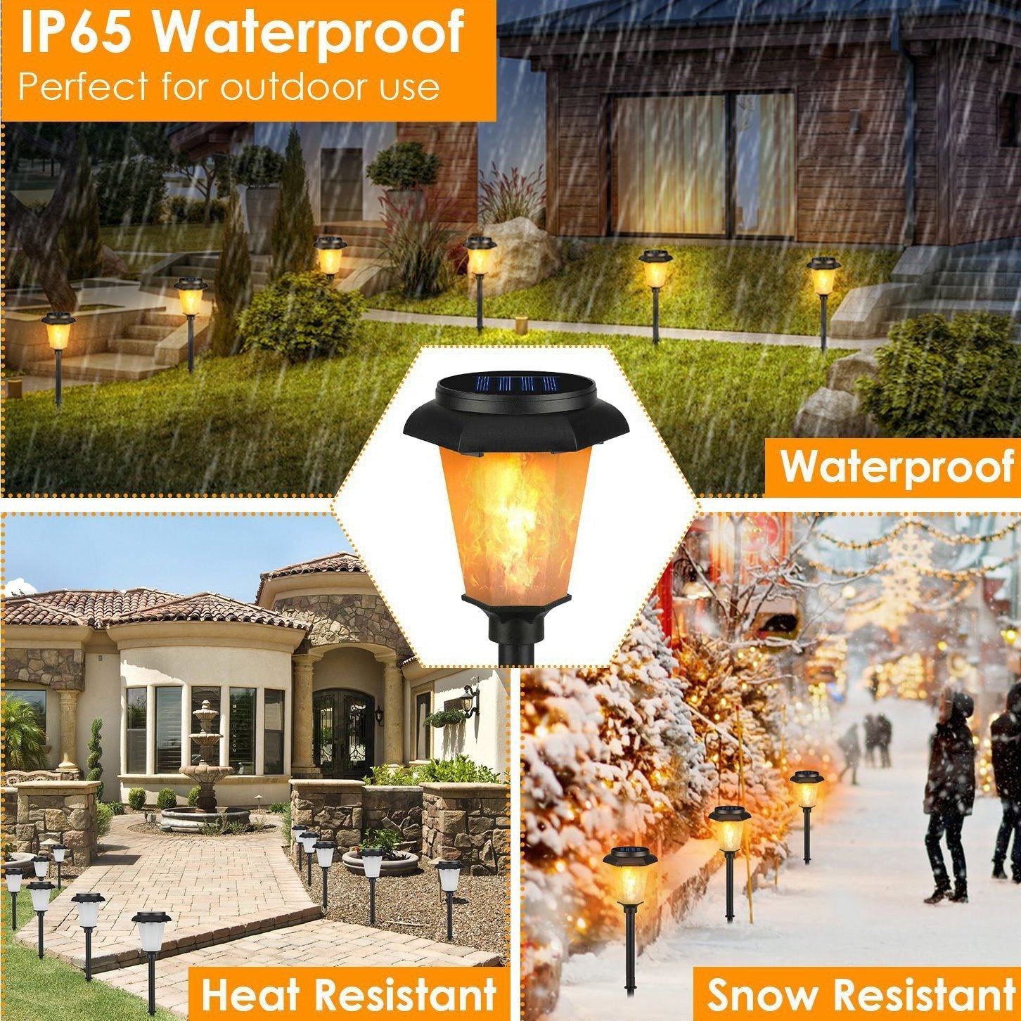 2-Piece: Solar Flame Torch Light Outdoor Lighting refund_fee:1200 Warranty