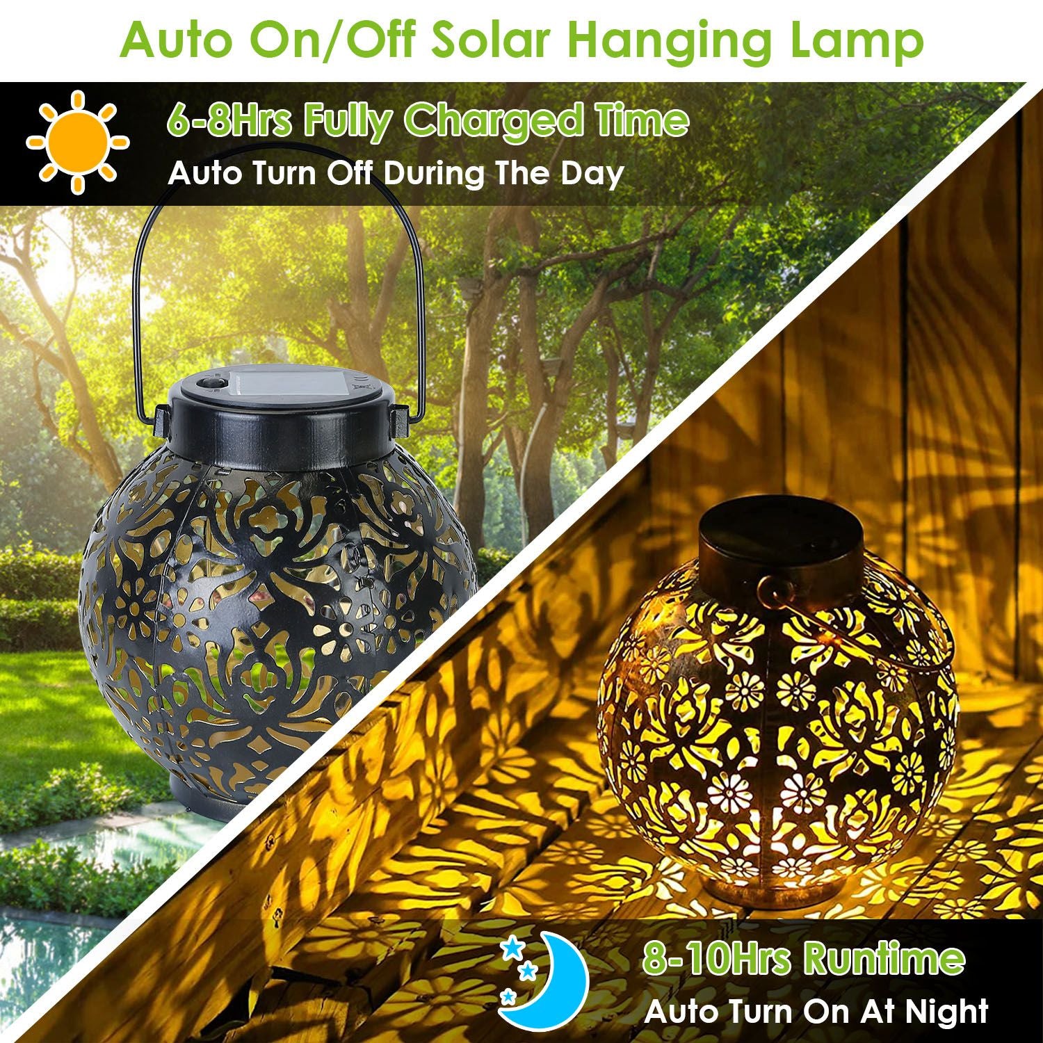 2-Piece: Solar Powered Hanging Lights __stock:50 Low stock Outdoor Lighting refund_fee:1200 Warranty