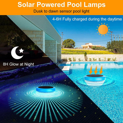 2-Piece: Solar Powered LED Pool Light Gradient Multicolor Changing __stock:50 Outdoor Lighting refund_fee:1200 Warranty