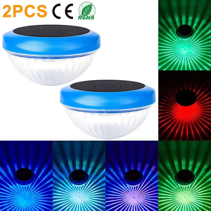 2-Piece: Solar Powered LED Pool Light Gradient Multicolor Changing __stock:50 Outdoor Lighting refund_fee:1200 Warranty