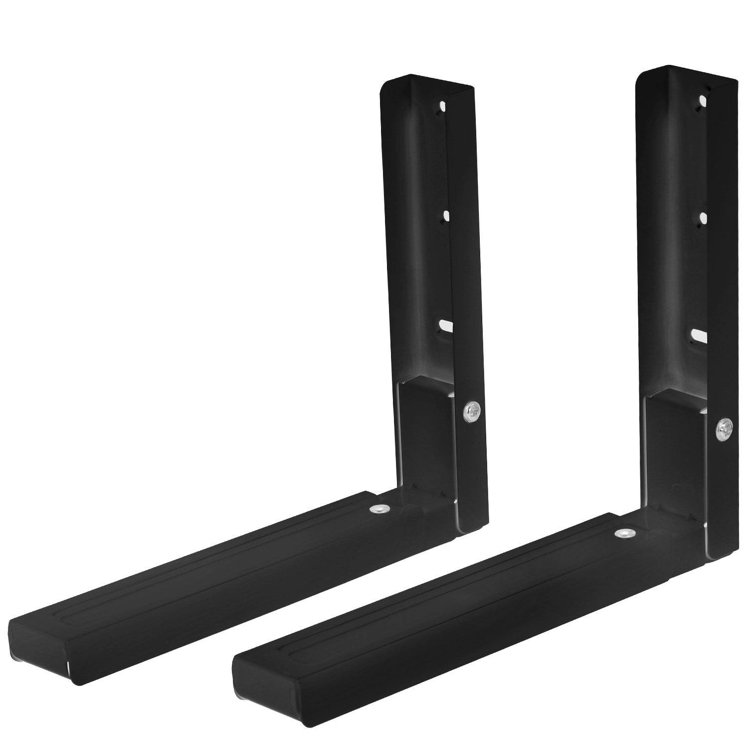 2-Pieces: Adjustable Wall Mount Microwave Brackets Black __stock:50 Home Improvement refund_fee:1200