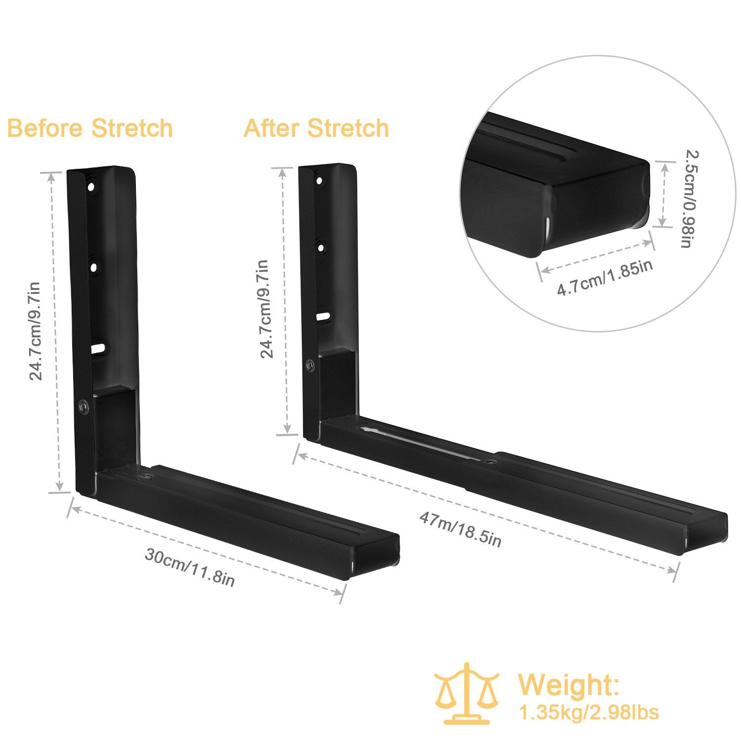 2-Pieces: Adjustable Wall Mount Microwave Brackets __stock:50 Home Improvement refund_fee:1200