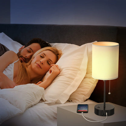 2-Pieces: Bedside Lamps 3 Color Modes USB C+A AC Output Ports Pull Chain __stock:50 Indoor Lighting Low stock refund_fee:1800 Warranty