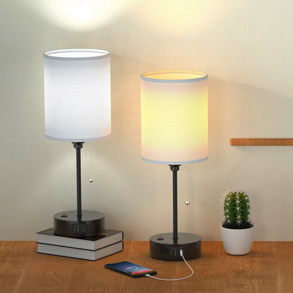 2-Pieces: Bedside Lamps 3 Color Modes USB C+A AC Output Ports Pull Chain __stock:50 Indoor Lighting Low stock refund_fee:1800 Warranty