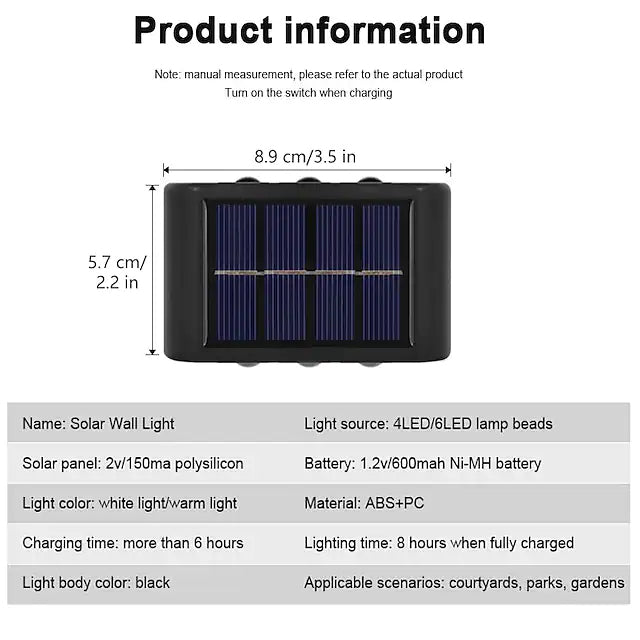 2-Pieces: Outdoor Wall Light Solar Waterproof LED Light __stock:200 Outdoor Lighting refund_fee:800 Warranty