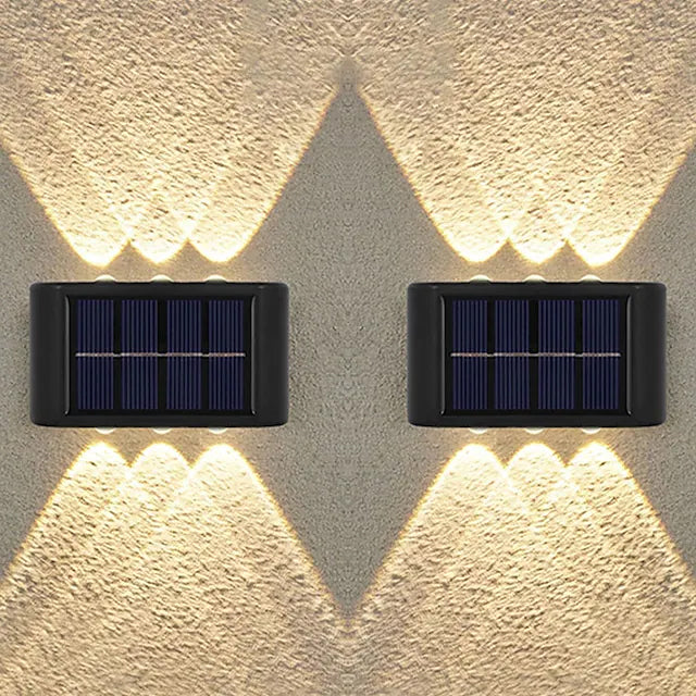 2-Pieces: Outdoor Wall Light Solar Waterproof LED Light Warm White __stock:200 Outdoor Lighting refund_fee:800 Warranty