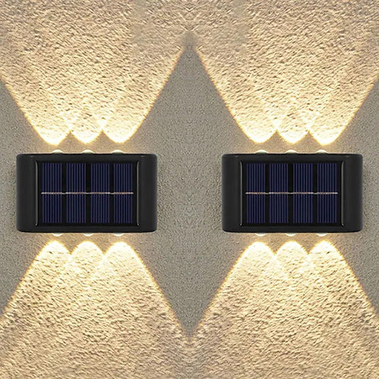 2-Pieces: Outdoor Wall Light Solar Waterproof LED Light Warm White __stock:200 Outdoor Lighting refund_fee:800 Warranty